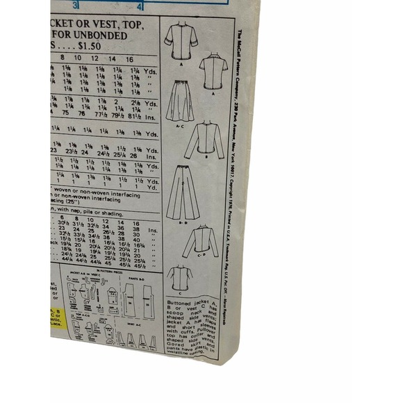 McCALL'S Sewing PATTERN 4946 Misses JACKET VEST TOP FLARED SKIRT & PANTS 6-10 - Picture 3 of 5